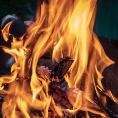 Barbekü, yakacak odun yangında yanan