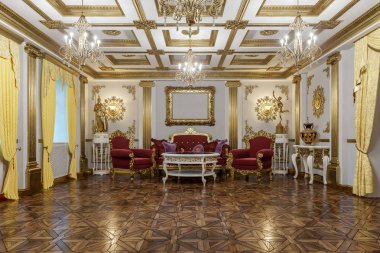 klasik stil Cinema 4d Corona işleyici koridorda 3D render