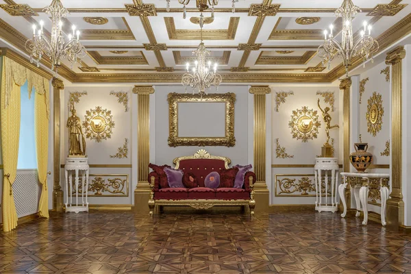 3d rendering of the hall in classical style Cinema 4D Corona renderer