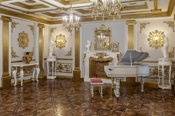 klasik stil Cinema 4d Corona işleyici koridorda 3D render