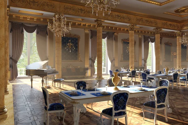 El salón de baile y restaurante en estilo clásico. Renderizado 3D . —  Fotos de Stock