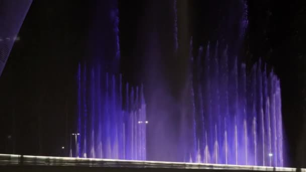 Sochi. Parco Olimpico. Spettacolo di luci di fontane — Video Stock
