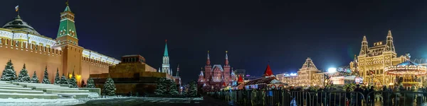 Roter Platz Winterabend Kreml Und Lenin Mausoleum — Stockfoto