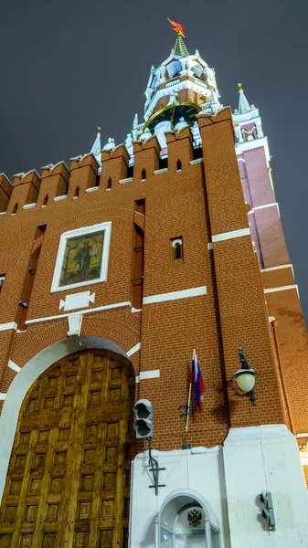 Kremlin Van Spasskaya Toren Winteravond — Stockfoto