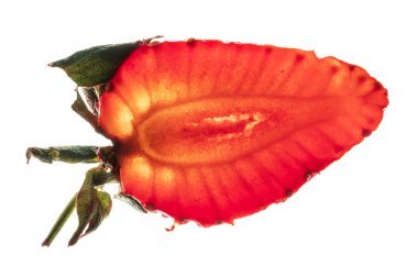 Yapraklı çilek. Beyaz bir arkaplanda izole edilmiş.