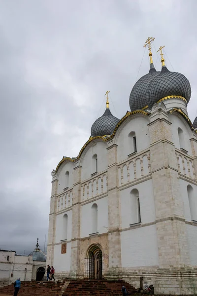 Russian orthodox church with onion domes. Rostov Kremlin