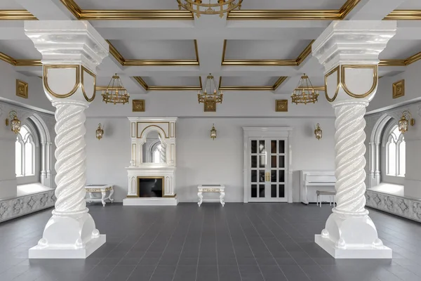 Restoranda ziyafet odası. 3d render