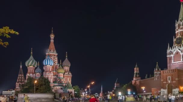 Fullmånen Rör Sig Över Röda Torget Moskva Ryssland Timelapse — Stockvideo