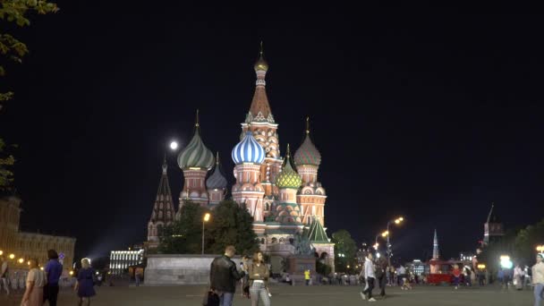 Russland Moskau Roter Platz September 2019 Touristen Spazieren Abend Auf — Stockvideo