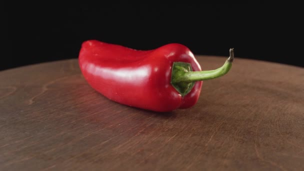 Fresh Bell Peppers Dark Background — Stock Video