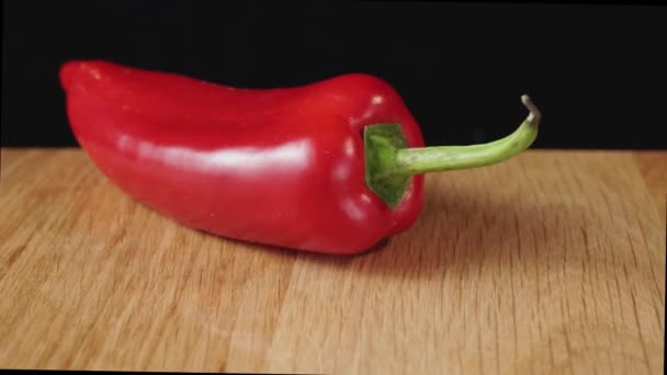 Fresh Bell Peppers Dark Background — Stock Video