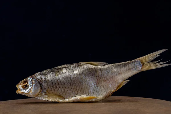 Pescado Seco Del Río Vobla Cerca Sobre Fondo Negro — Foto de Stock