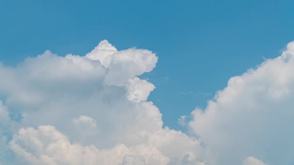 White Cumulus Clouds Move Fast Blue Sky — Stock Video