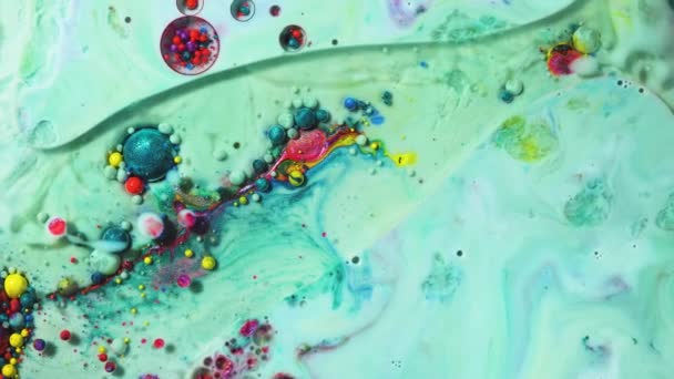 Current Liquid Paints Abstract Color Moving Background Closeup — Stock Video