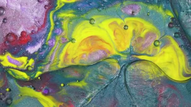 Peintures Liquides Actuelles Résumé Couleur Mouvement Arrière Plan Gros Plan — Video
