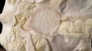 Beyaz lahana koyu bir arka planda kapanıyor.