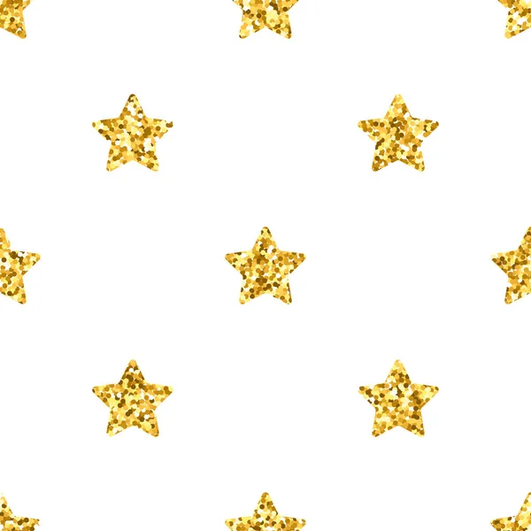 Vector Naadloze Patroon Met Gouden Glitter Sterren Witte Achtergrond — Stockvector