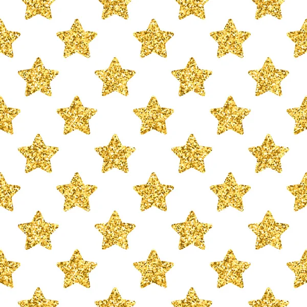 Beyaz arka plan üzerinde altın glitter yıldız ile vektör dikişsiz desen.