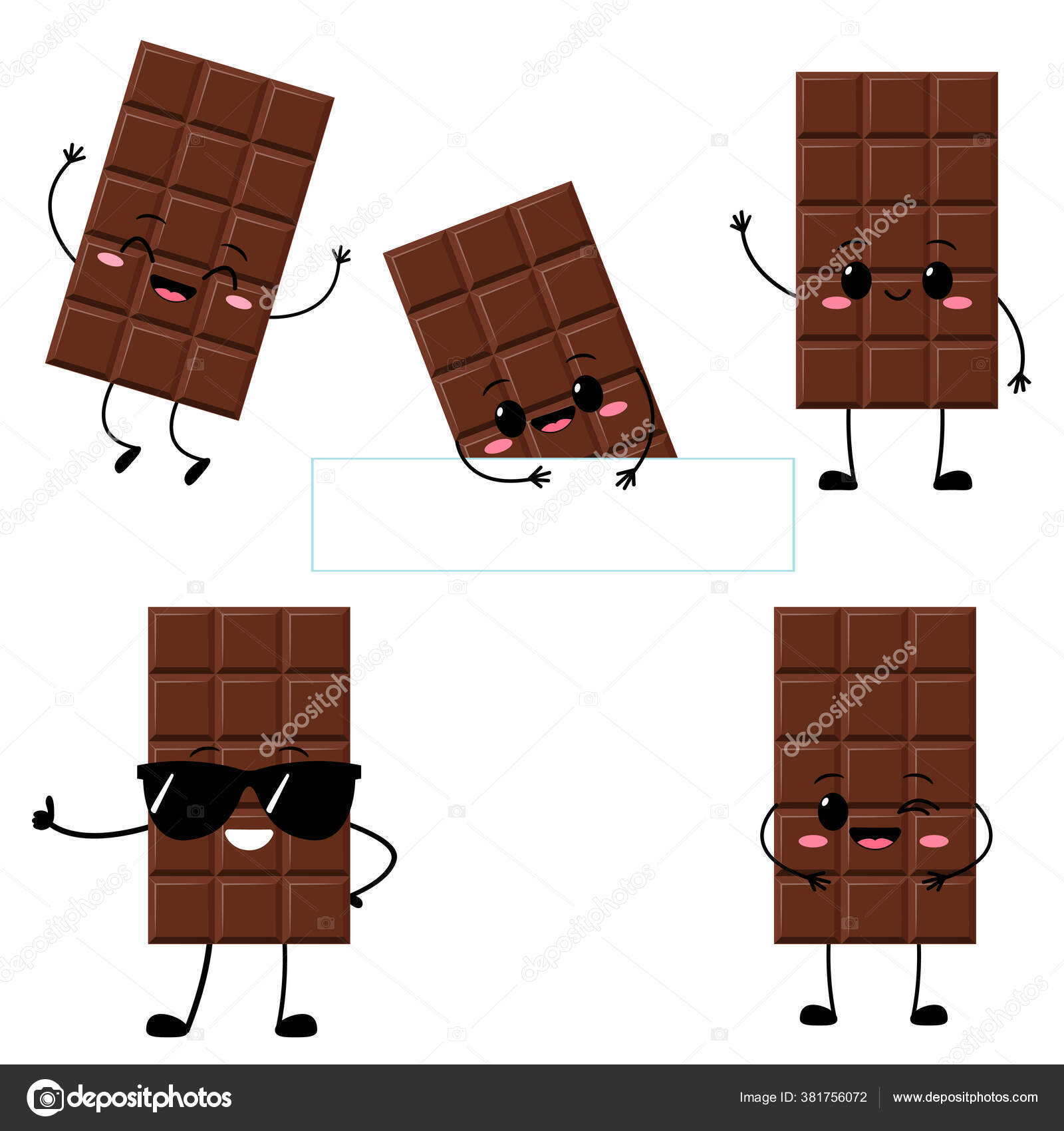 Barra de chocolate kawaii fofa engraçada feliz sorridente personagem de  quadrinhos desenho plano emocional peça kawaii