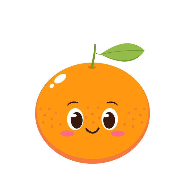 Niedlich Glücklich Orange Charakter Lustiges Frucht Emoticon Flachen Stil Illustration — Stockvektor