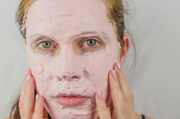 Good Looking Woman Having Face Mask Half Her Face — Stock Photo, Image