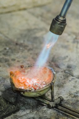 gümüş gaz meşalesi eritin. Üretim Kopyalama alanı