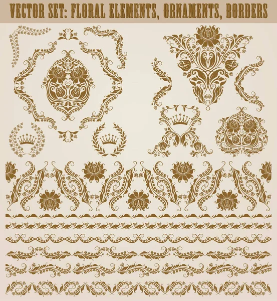 Conjunto de adornos de damasco vectorial . — Archivo Imágenes Vectoriales