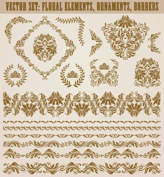 ベクトルのダマスク織の飾りのセット. — ストックベクタ