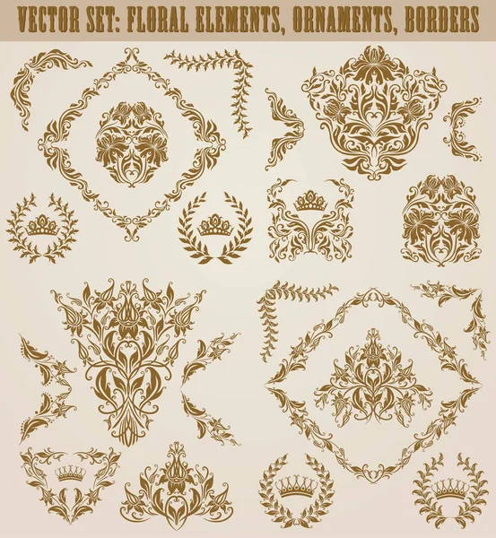 Set of vector damask ornaments. — Stock Vector