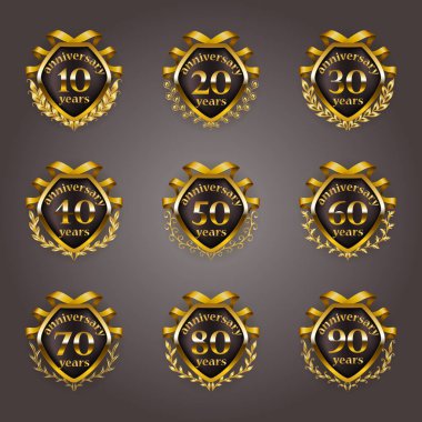 Altın yıldönümü rozetleri kümesi