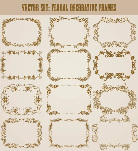 Set vettoriale di elementi decorativi disegnati a mano, bordo, cornice con elementi floreali per il disegno di invito, saluto, matrimonio, gift card, certificato, diploma, voucher. Decorazione pagina in stile vintage — Vettoriale Stock