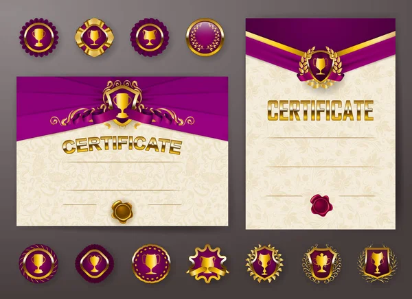 Set elegante sjablonen van certificaat, diploma — Stockvector