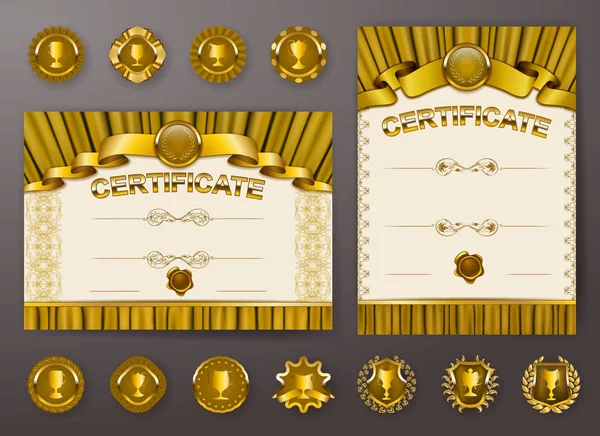 Set of elegant templates of certificate, diploma — Stock Vector