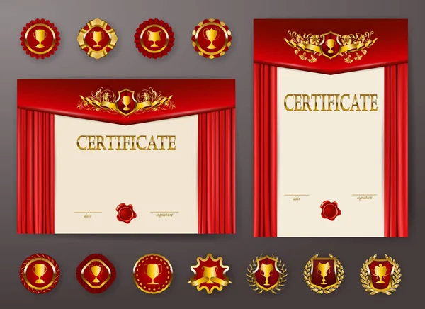 Conjunto de elegantes plantillas de certificado, diploma — Archivo Imágenes Vectoriales