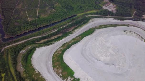 Artificial Mountain Gypsum Phosphate Product Industrial Enterprise Aerial View Moscow — Stock Video