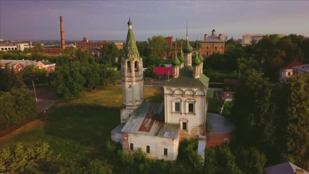 Vista Aérea Del Monasterio Cristiano Ortodoxo Ciudad Serpujov Por Mañana — Vídeos de Stock