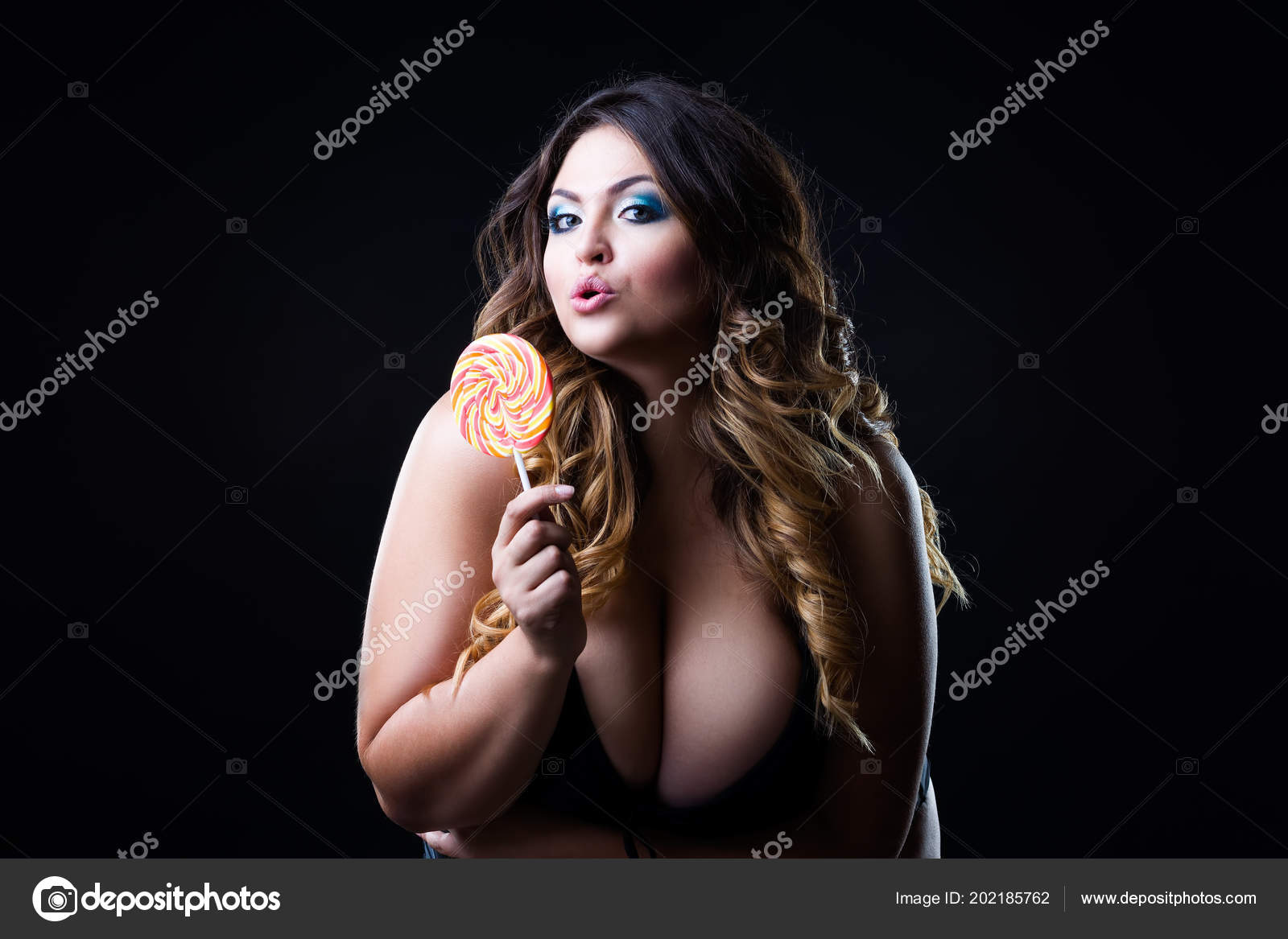 fat girl tits Size Sexy Model Lingerie Licks Lollipop Fat Woman Big Natural — Stock Photo  © starast #202185762