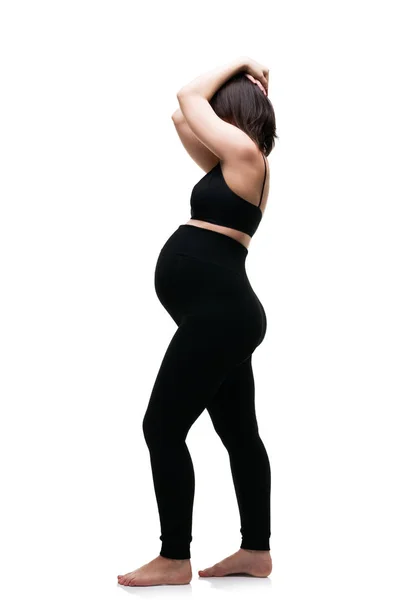 Kleding Voor Zwangere Vrouwen Zwarte Panty Met Hoge Taille Geïsoleerd — Stockfoto