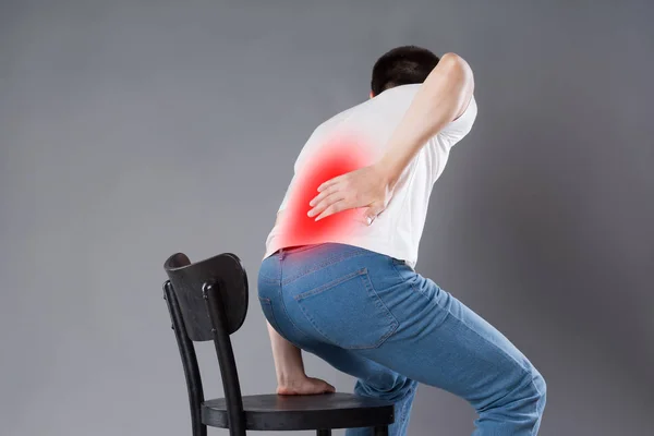 Dolor Espalda Inflamación Del Riñón Hombre Que Sufre Dolor Espalda —  Fotos de Stock
