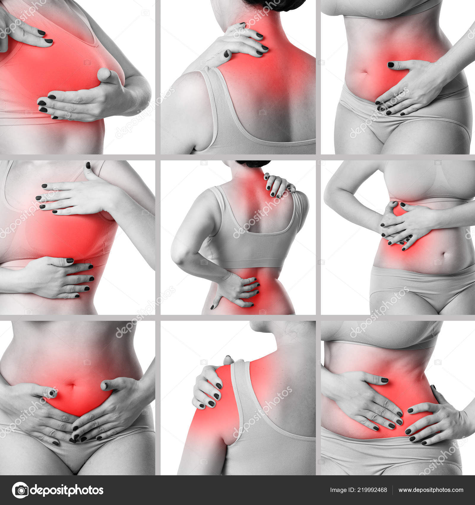 Pain Different Woman Body Parts Chronic Diseases Female Body Collage Stock Photo Image By C Starast 219992468