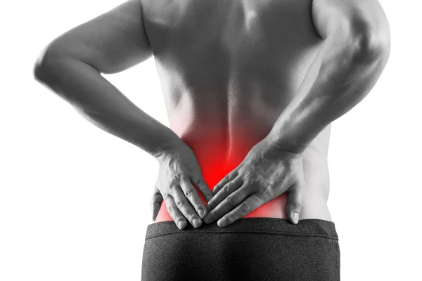 Njursten, smärta i en mans kropp isolerad på vit bakgrund, kroniska sjukdomar i urinvägarna konceptet — Stockfoto