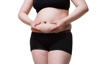 Tummy Tuck, yağlı göbek üzerinde gevşek cilt, plastik cerrahi kavramı