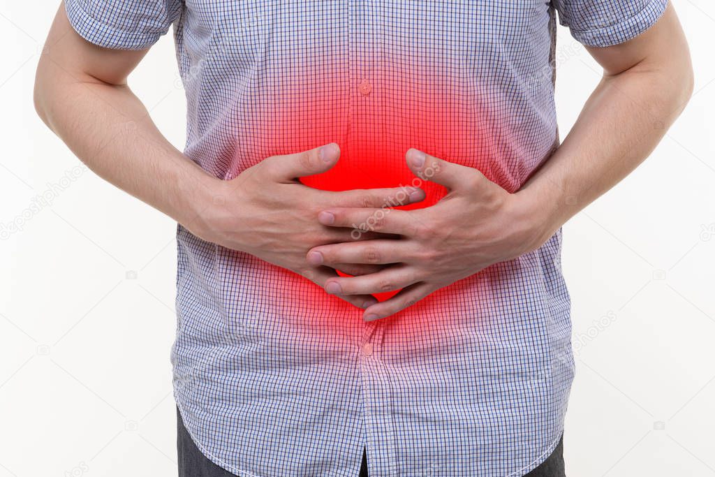 Man with abdominal pain, stomach ache