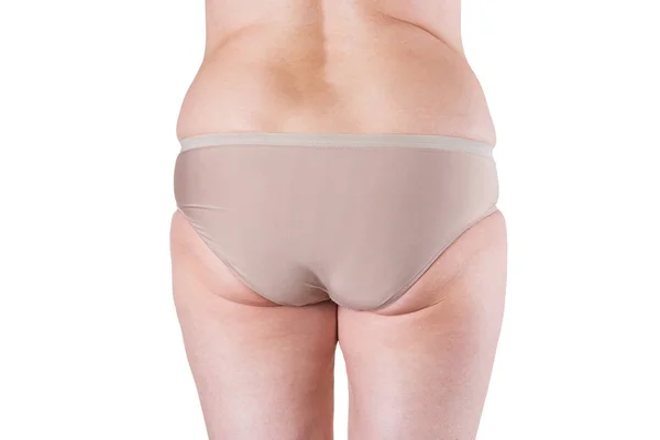 Fesses de vieille femme isolées sur fond blanc, obésité du corps féminin — Photo