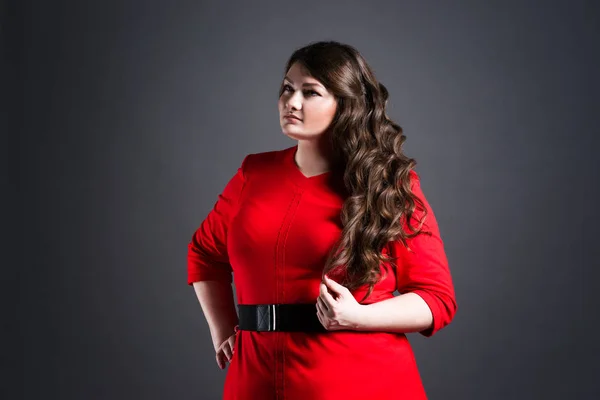 fat girl in red dress