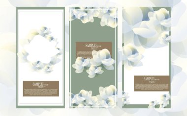 Vektör soyut suluboya çiçek şablon tasarım kümesi, Yasemin desen