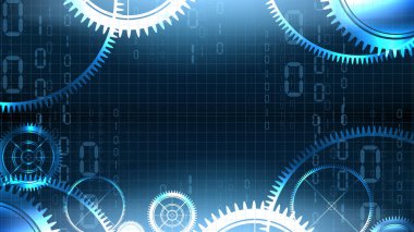 Vektör modern teknolojik dişli arka plan aydınlatılmış