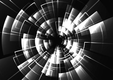 Teknolojik siyah beyaz radar ışık efekti vektör arka plan soyut tasarım şablonu