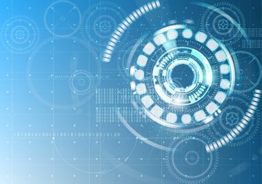 Teknolojik Soyut Dijital blueprint arayüz modern dişli arka plan vektör tasarımı