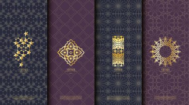 Ambalaj şablon islam Arapça öğe Dikişsiz desen arka plan ve logo tasarım, renk örneği desen dahil vektör